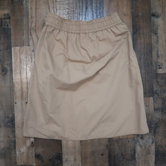 ZARA Basic Denim Womans Large Camel Khaki Zip Front Skirt Below Knee Skirt - Picture 5 of 5